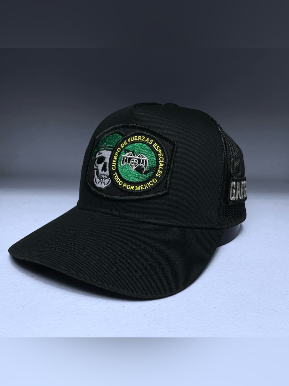 GAFES Mexico Fuerzas Especiales Black Mesh back Trucker Snapback Hat